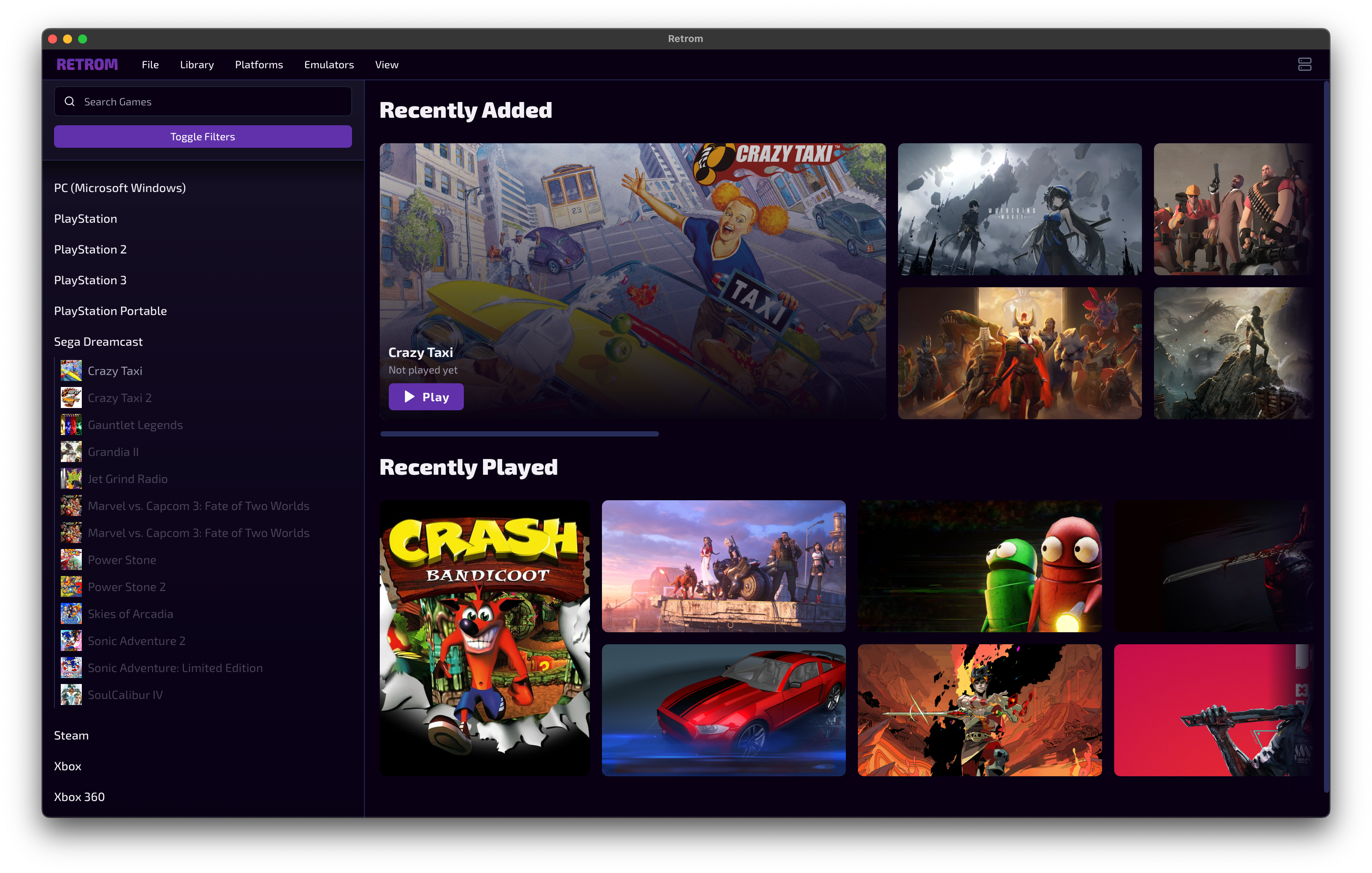 example screenshot of project Retrom