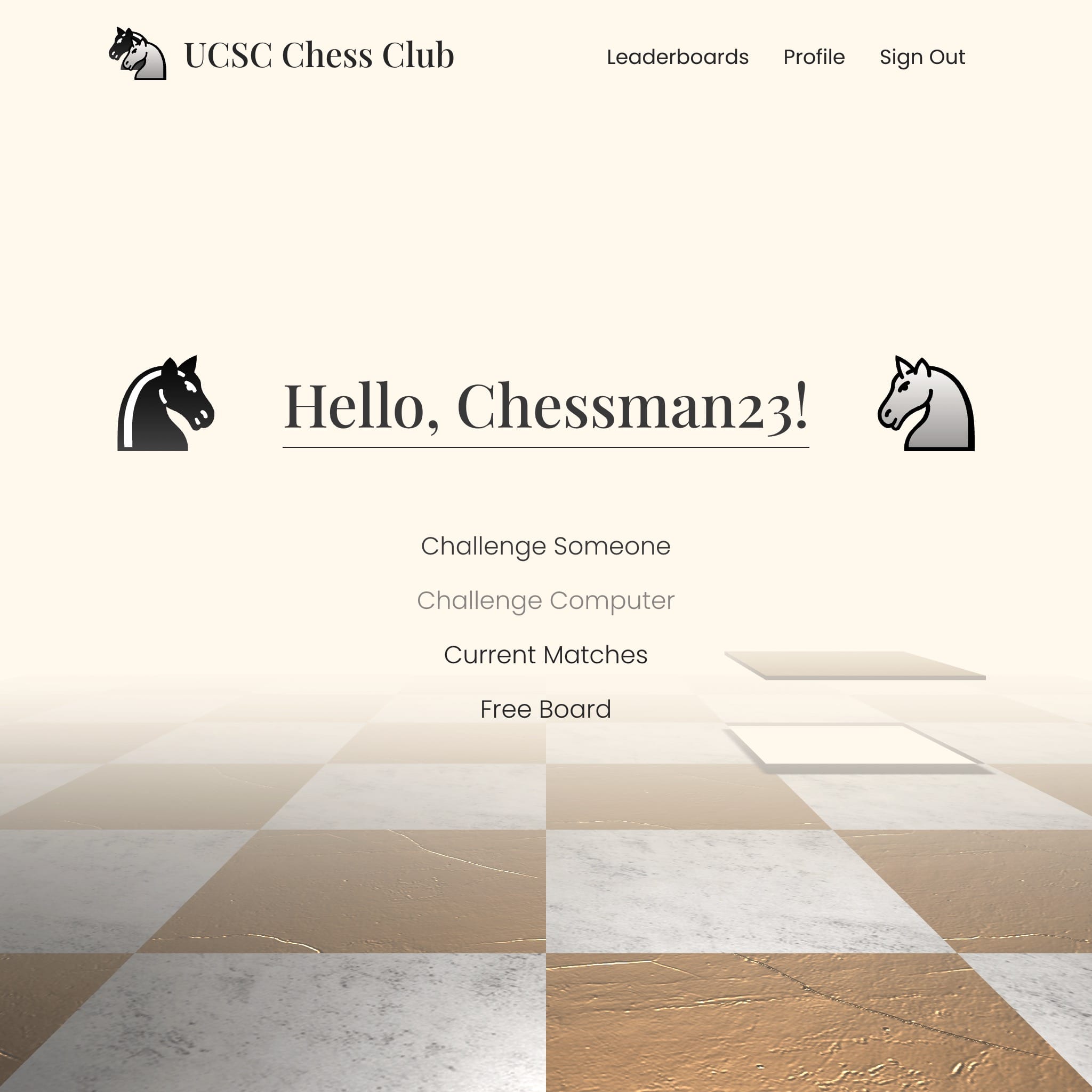 example screenshot of project UCSC Chess Club