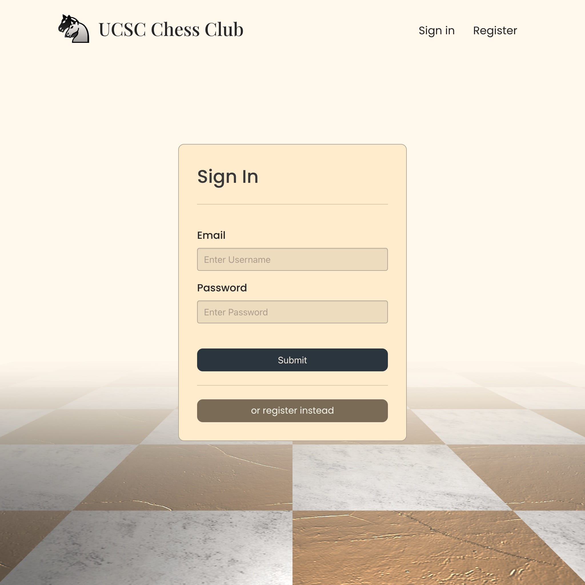 example screenshot of project UCSC Chess Club