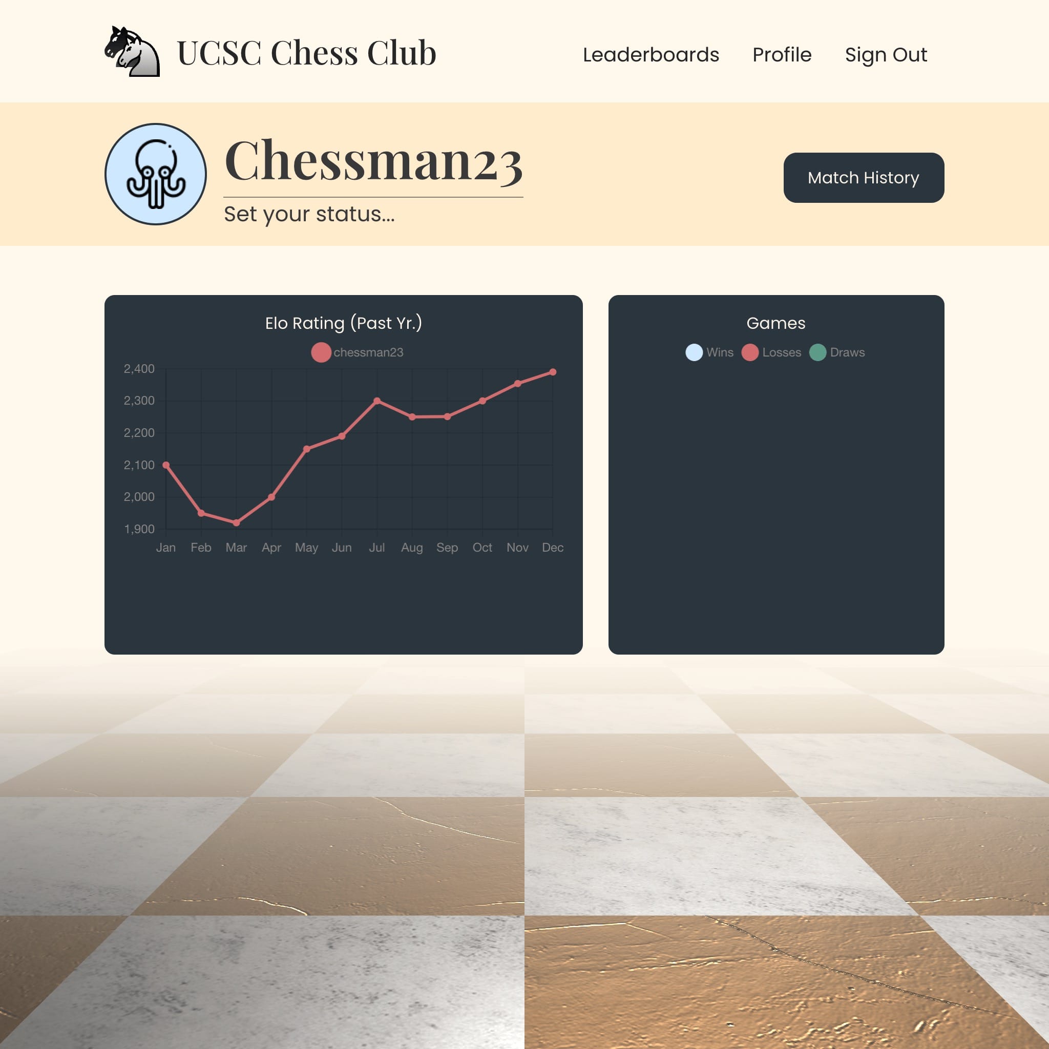example screenshot of project UCSC Chess Club